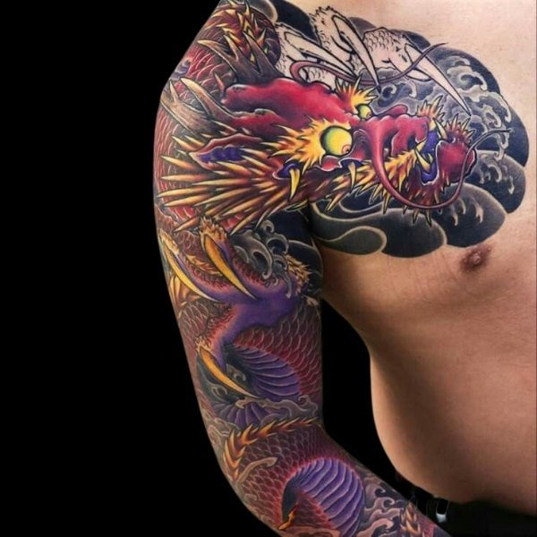 Tattoo rồng vắt vai đẹp và chất