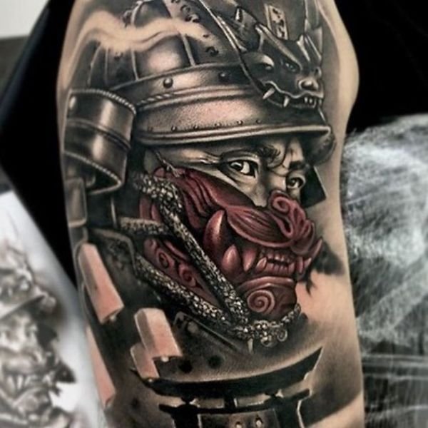 Tattoo samurai khuyu chân