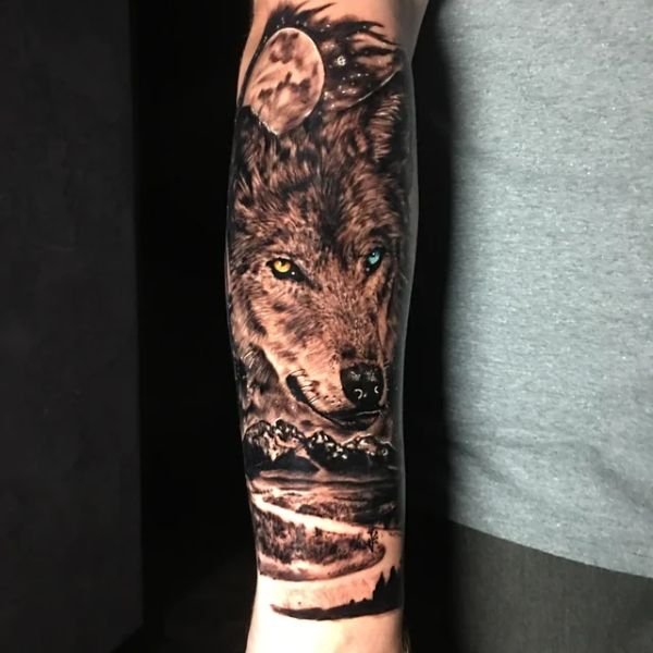 Tattoo sói siêu chất dành cho nam