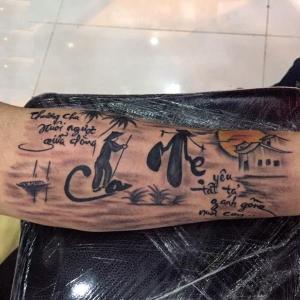 Tattoo thư pháp cha mẹ