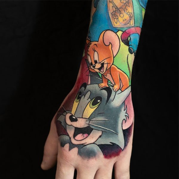 Tattoo tom and jerry full cánh tay siêu đẹp