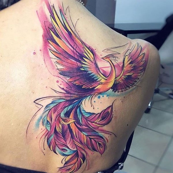 Tattoo tứ linh phương hoàng đẹp