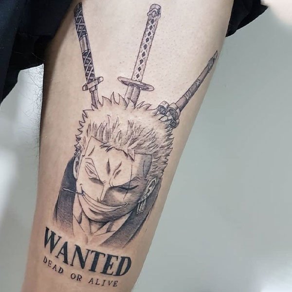 Tattoo zoro trắng đen