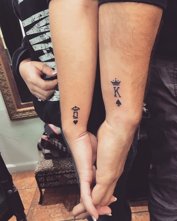 tattoo mini quân bài tây cho cặp đôi