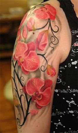 kiểu tattoo hoa lan trên bắp tay