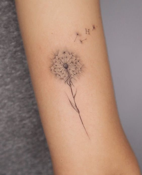 mẫu tattoo bồ công anh ở cổ tay cho nữ