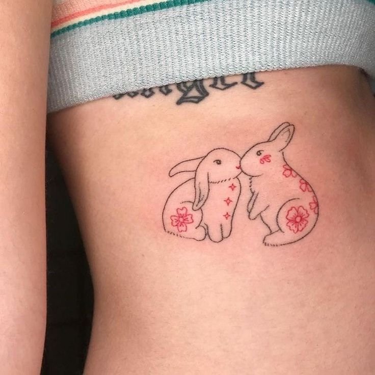 mẫu tattoo cặp thỏ siêu dễ thương