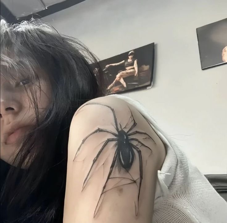 mẫu tattoo con nhện trên bắp tay