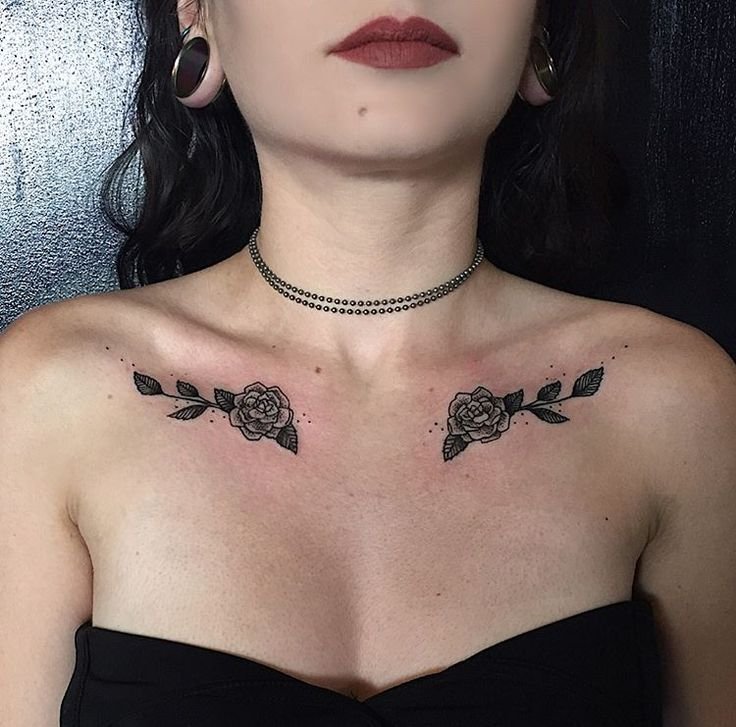 mẫu tattoo đối xứng trên xương quai xanh