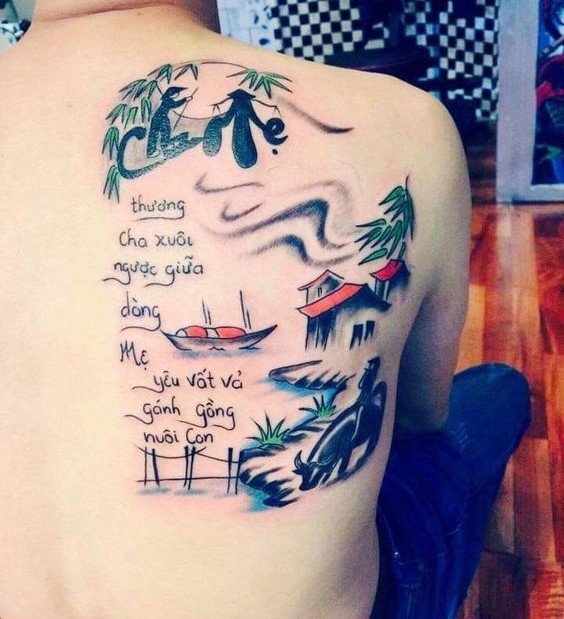 mẫu tattoo tôn vinh công ơn dưỡng dục của cha mẹ