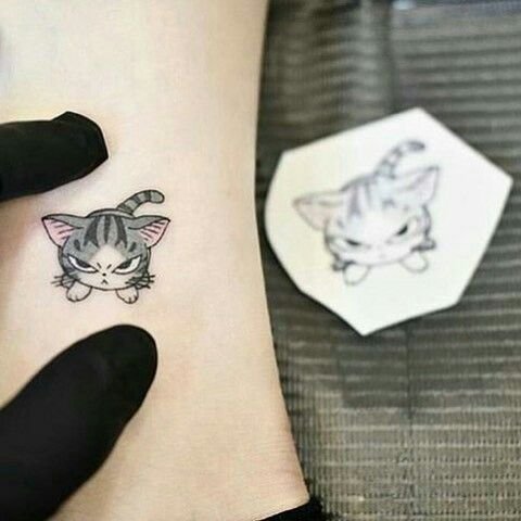 mẫu tattoo mèo biểu cảm siêu hài hước