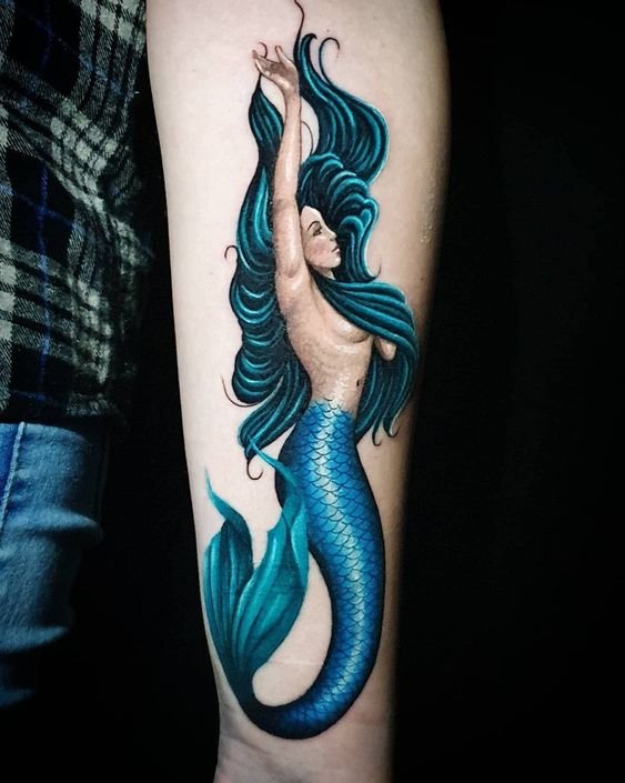 mẫu tattoo tiên cá lên màu cực đẹp