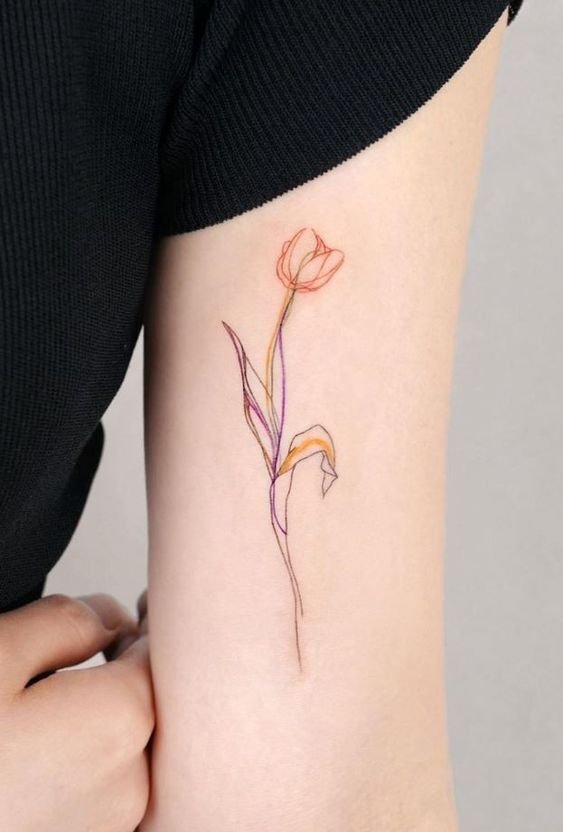 mẫu tattoo tulip được cách điệu trên bắp tay