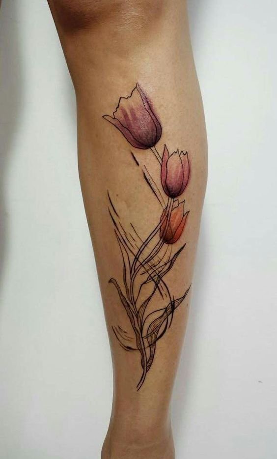 mẫu xăm nhiều bông tulip