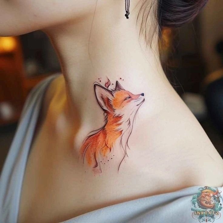 phá cách với kiểu tattoo cáo trên cổ