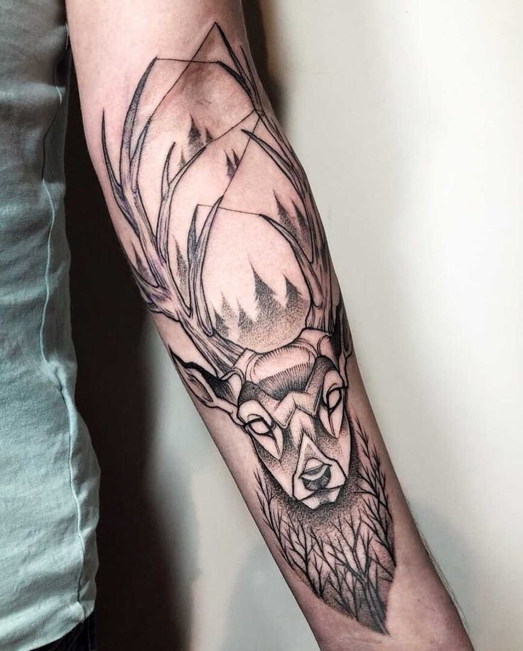 phá cách với mẫu tattoo hươu trên cẳng tay