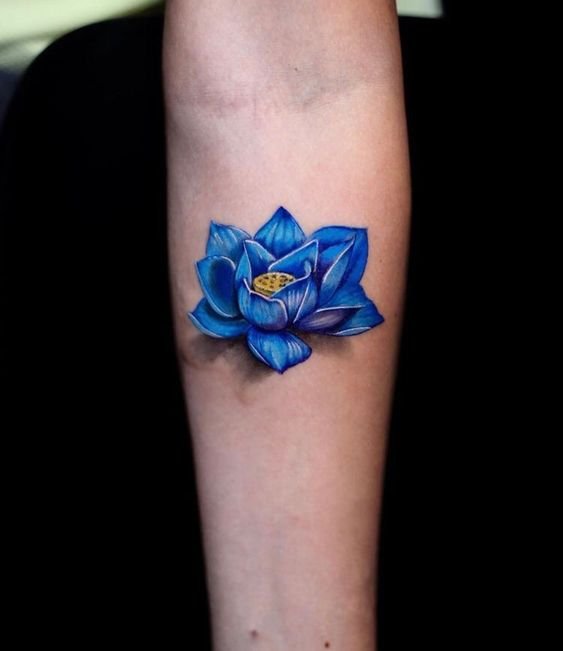 tatto hoa sen màu xanh mini cho người mới