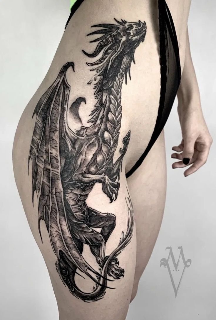 tattoo rồng bay full mông siêu ngầu