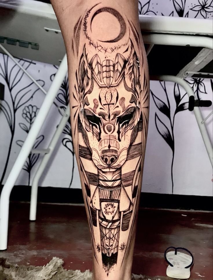 tattoo anubis đẹp full chân