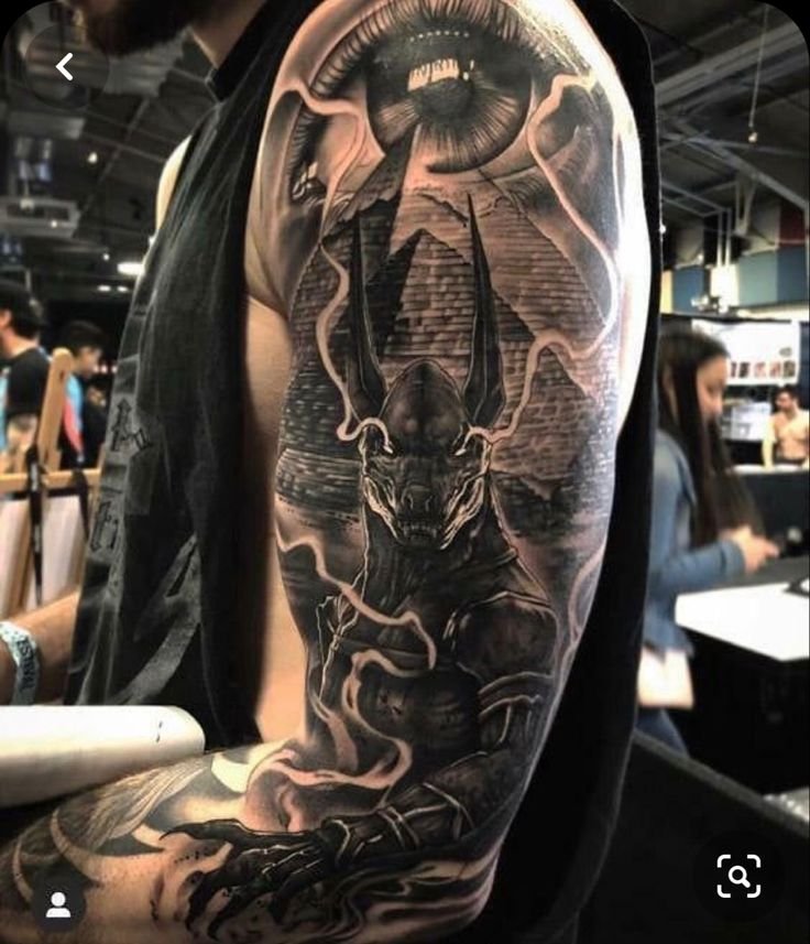 tattoo anubis full bắp tay siêu ngầu