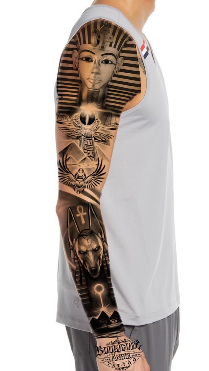 tattoo anubis full cánh tay