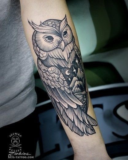 hình xăm cú mèo trên cẳng tay