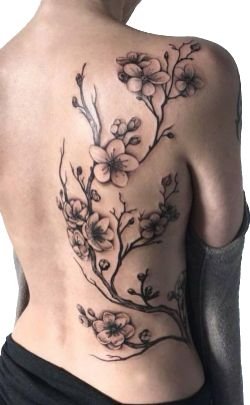 Tattoo sáng tạo hoa sau lưng