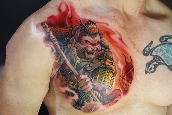 tattoo ngộ không ở ngực cực chiến