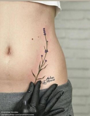 mẫu thiết kế cành hoa tinh tế bên hông dành cho nữ