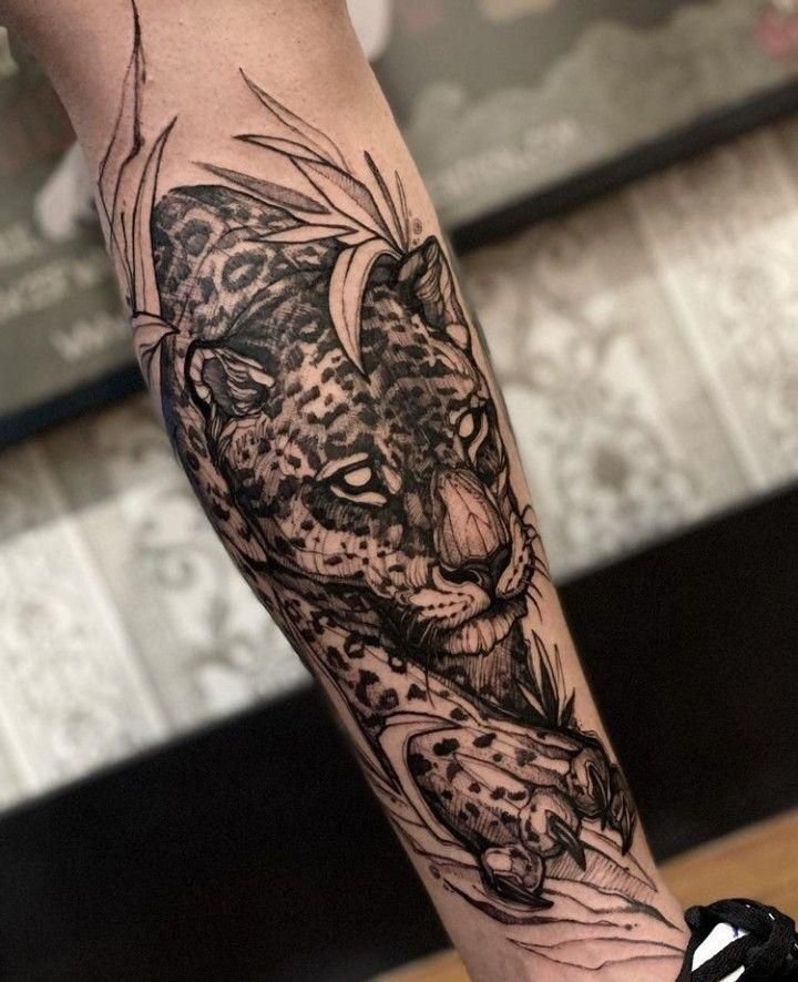 ý tưởng tattoo cẳng tay mẫu báo đốm