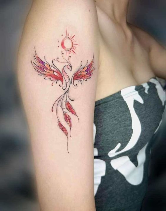 mẫu tattoo chim phượng hoàng trên bắp tay