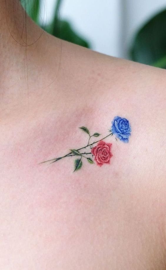 mẫu tattoo cành hoa hồng mini