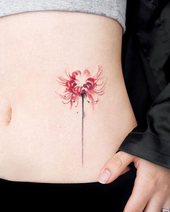 tattoo mini hoa bỉ ngạn đỏ xinh tattoo mini hoa bỉ ngạn đỏ xinh